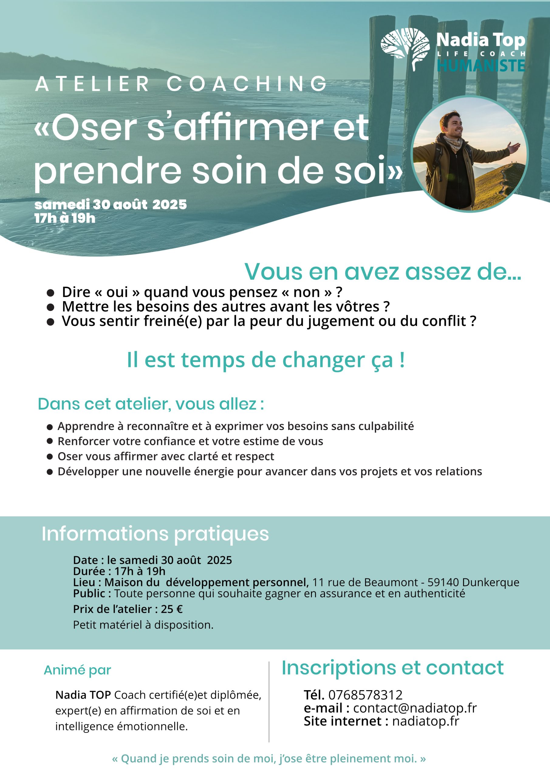 Lire la suite à propos de l’article Atelier de coaching « Oser s’affirmer et prendre soin de soi »